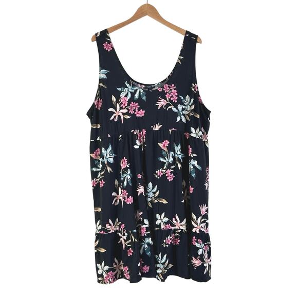 Torrid Mini Challis Tiered Tank Dress Orchid Gardens Floral Deep Black - Picture 4 of 8